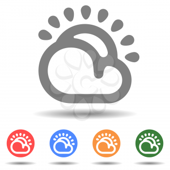 Daylight sun and cloud icon vector