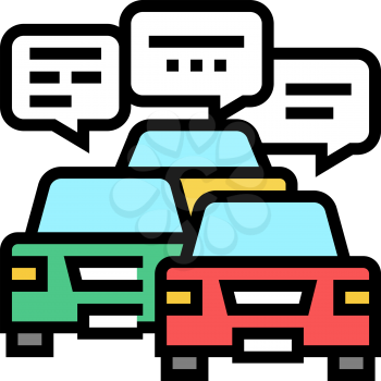 drivers communication in traffic jam color icon vector. drivers communication in traffic jam sign. isolated symbol illustration
