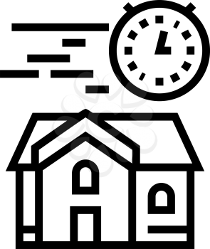 fast building house line icon vector. fast building house sign. isolated contour symbol black illustration