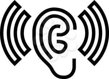 listening and hearing noise line icon vector. listening and hearing noise sign. isolated contour symbol black illustration