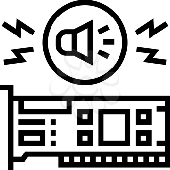 audio card computer component line icon vector. audio card computer component sign. isolated contour symbol black illustration