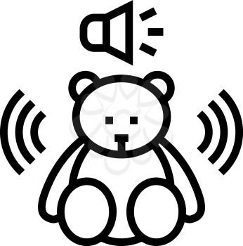 sound musical teddy bear toy line icon vector. sound musical teddy bear toy sign. isolated contour symbol black illustration