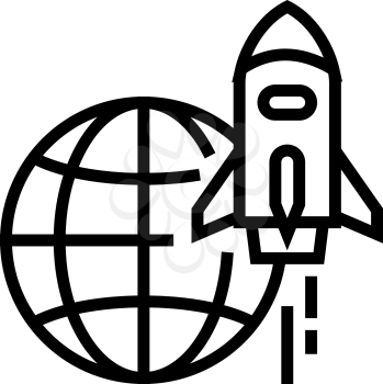 rocket for fly on other planet, space transport line icon vector. rocket for fly on other planet, space transport sign. isolated contour symbol black illustration
