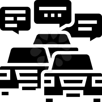 drivers communication in traffic jam glyph icon vector. drivers communication in traffic jam sign. isolated contour symbol black illustration