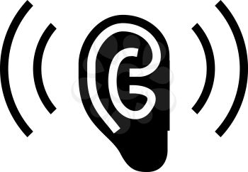 listening and hearing noise glyph icon vector. listening and hearing noise sign. isolated contour symbol black illustration