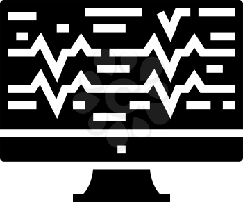 noise waves on computer screen glyph icon vector. noise waves on computer screen sign. isolated contour symbol black illustration