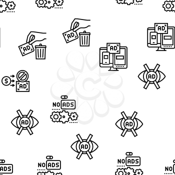 No Ads Advertise Free Vector Seamless Pattern Thin Line Illustration
