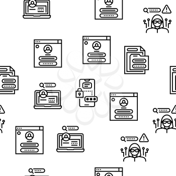 Password Protection Vector Seamless Pattern Thin Line Illustration