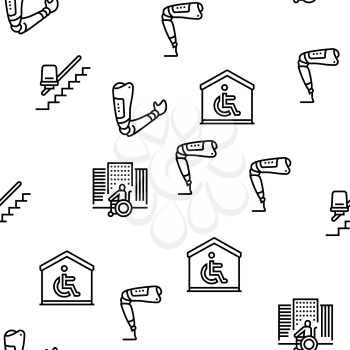 Disability Technology Vector Seamless Pattern Thin Line Illustration