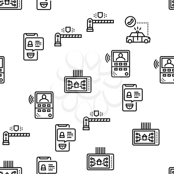 Home Security Device Vector Seamless Pattern Thin Line Illustration