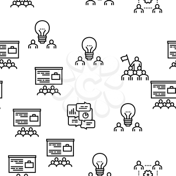 Coworking Service Vector Seamless Pattern Thin Line Illustration