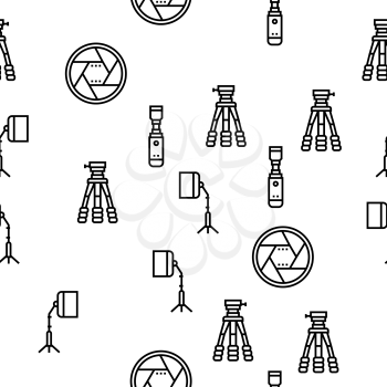 Photography Device Vector Seamless Pattern Thin Line Illustration