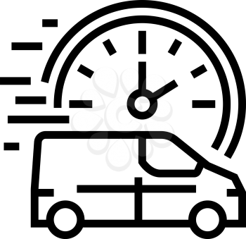 fast delivering vehicle free shipping line icon vector. fast delivering vehicle free shipping sign. isolated contour symbol black illustration