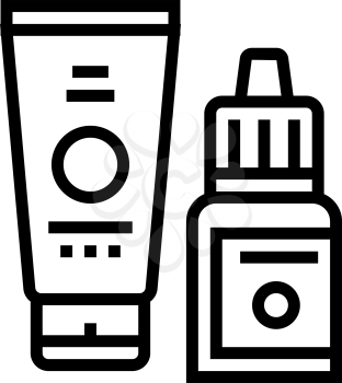 serum and cream beauty cosmetics line icon vector. serum and cream beauty cosmetics sign. isolated contour symbol black illustration