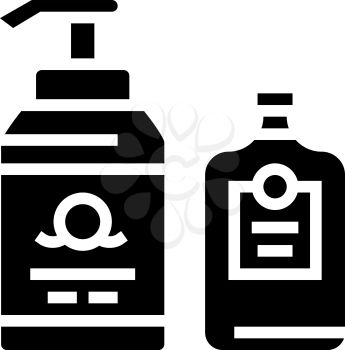 soap and lotion containers glyph icon vector. soap and lotion containers sign. isolated contour symbol black illustration