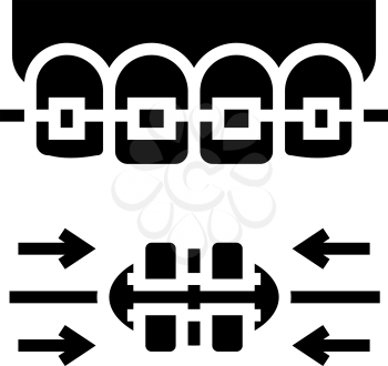 work process tooth braces glyph icon vector. work process tooth braces sign. isolated contour symbol black illustration