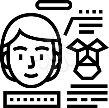 structure of work face id line icon vector. structure of work face id sign. isolated contour symbol black illustration