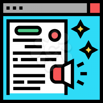 distributing press release color icon vector. distributing press release sign. isolated symbol illustration