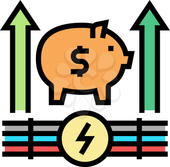 growth money energy saving color icon vector. growth money energy saving sign. isolated symbol illustration