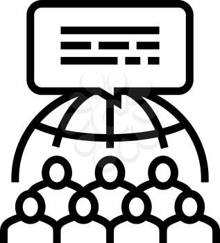 global crowdsoursing line icon vector. global crowdsoursing sign. isolated contour symbol black illustration