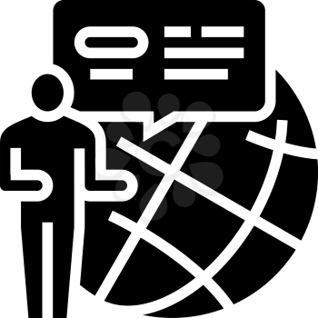 worldwide crowdsoursing glyph icon vector. worldwide crowdsoursing sign. isolated contour symbol black illustration