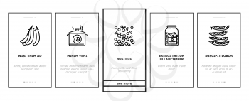 Peas Beans Vegetable Onboarding Mobile App Page Screen Vector. Peas Agricultural Plant And Flower, Boiling And Preserve, Bag And Container Packages Illustrations