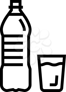 bottle and cup water line icon vector. bottle and cup water sign. isolated contour symbol black illustration