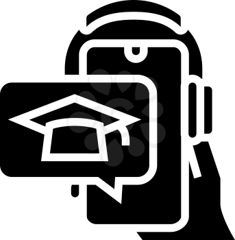 listen lesson phone app glyph icon vector. listen lesson phone app sign. isolated contour symbol black illustration