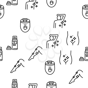 Shave Treat Accessory Vector Seamless Pattern Thin Line Illustration