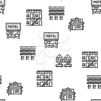 Motel Comfort Service Vector Seamless Pattern Thin Line Illustration