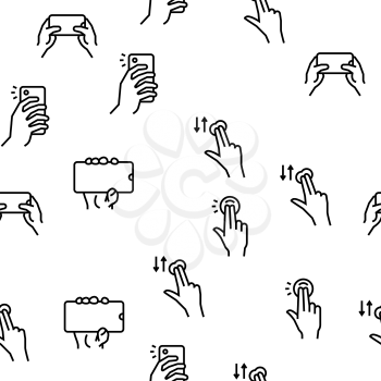 Smartphone Gesture Vector Seamless Pattern Thin Line Illustration