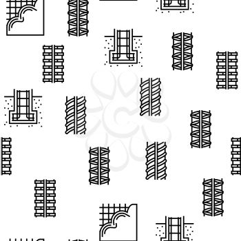 Rebar Construction Vector Seamless Pattern Thin Line Illustration