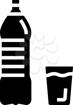 bottle and cup water glyph icon vector. bottle and cup water sign. isolated contour symbol black illustration