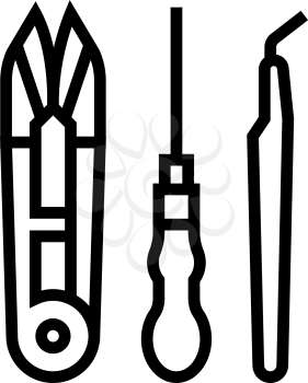 tool set jewellery line icon vector. tool set jewellery sign. isolated contour symbol black illustration