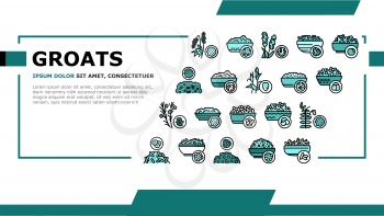 Groats Natural Food Landing Web Page Header Banner Template Vector. Amaranth And Artek, Rice And Corn, Beans And Couscous, Peas And Quinoa Groats Illustration