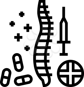 treatment scoliosis line icon vector. treatment scoliosis sign. isolated contour symbol black illustration