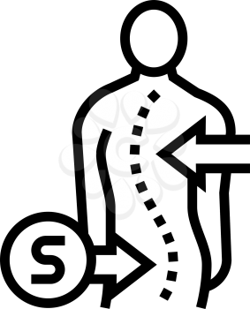 s-shaped scoliosis line icon vector. s-shaped scoliosis sign. isolated contour symbol black illustration