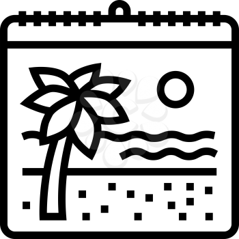 vacation calendar line icon vector. vacation calendar sign. isolated contour symbol black illustration