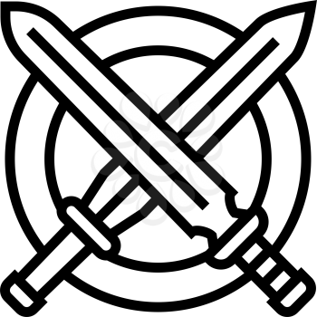 crossed sword ancient greece line icon vector. crossed sword ancient greece sign. isolated contour symbol black illustration
