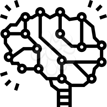 neuron knowledge brain line icon vector. neuron knowledge brain sign. isolated contour symbol black illustration
