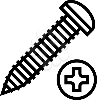 self-tapping screw line icon vector. self-tapping screw sign. isolated contour symbol black illustration