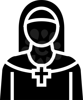 nun christianity glyph icon vector. nun christianity sign. isolated contour symbol black illustration