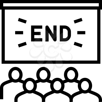 movie end in cinema line icon vector. movie end in cinema sign. isolated contour symbol black illustration