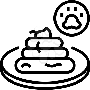 tapeworm in poo line icon vector. tapeworm in poo sign. isolated contour symbol black illustration
