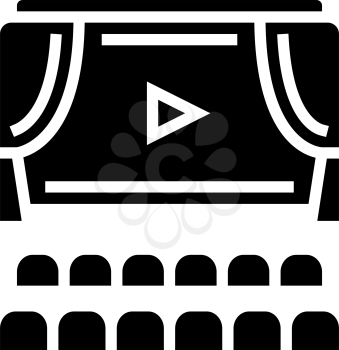 cinema display and seats glyph icon vector. cinema display and seats sign. isolated contour symbol black illustration