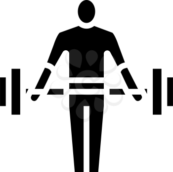 athlete exercising with weight glyph icon vector. athlete exercising with weight sign. isolated contour symbol black illustration