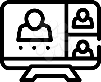 online conference, remote work line icon vector. online conference, remote work sign. isolated contour symbol black illustration