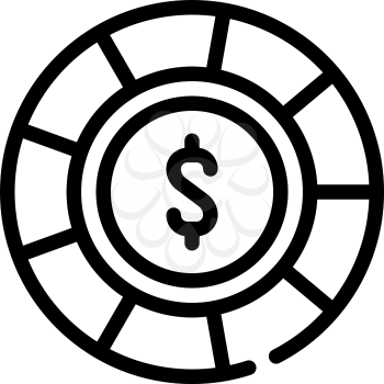 casino chip line icon vector. casino chip sign. isolated contour symbol black illustration