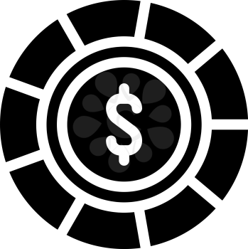 casino chip glyph icon vector. casino chip sign. isolated contour symbol black illustration