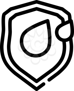 water drop on shield line icon vector. water drop on shield sign. isolated contour symbol black illustration